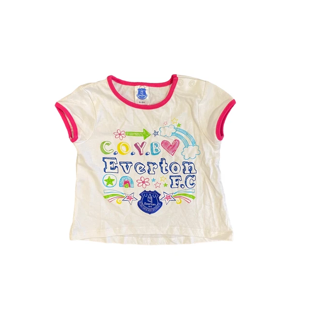T-shirt bambino Everton Football (taglia 6-9 m) bianca grafica C.O.Y.B - nuova