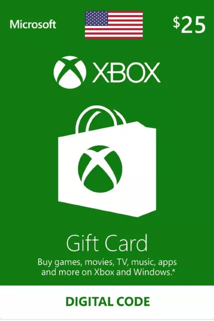 $25 US Dollar Xbox Live Gift Card - 25 USD Xbox Live Digital Guthabn Code - USA