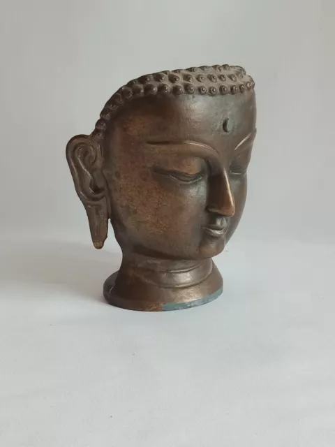 Statuette tête de Bouddha en bronze 2