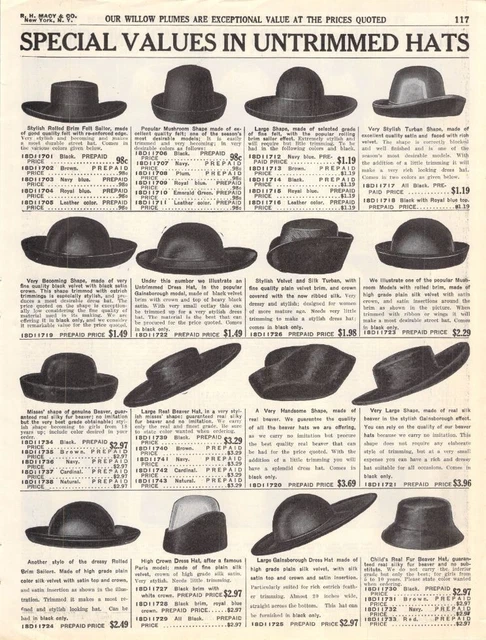 Vintage Paper Ad Untrimmed Women's Hats Knitted Toques Caps 1910s Macy's 1911