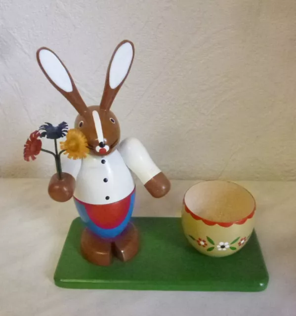 Osterhase mit Eierbecher bunt**echt Erzgebirge**Holz**NEU & OVP