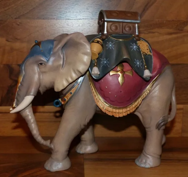 Krippenfiguren Ulrich Krippe - Elefant + Gepäcksattel 15cm  Holz geschnitzt  Neu