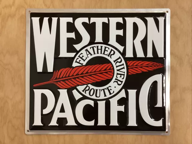 Western Pacific Railroad - Feather River Route - Metal Wall Plaque / 7” x 8”