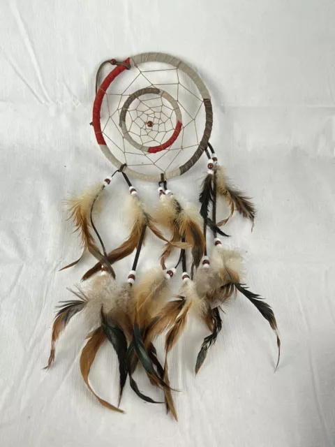 6.5” Diameter Dream Catcher 2 Rings Feathers Beads