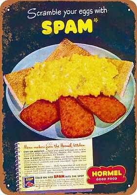 Metal Sign - Hormel Eggs and Spam - Vintage Look Reproduction