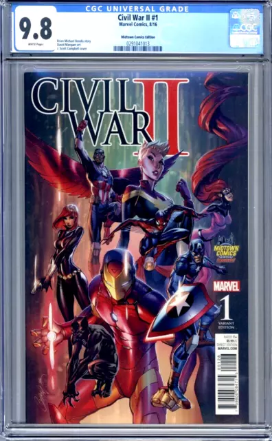 Civil War II #1   J. Scott Campbell Variant Captain Marvel  Iron Man  CGC 9.8