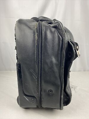 Tumi Black Leather ZipPocket Ballistic Rolling Wheeled Carry On Laptop Briefcase 3