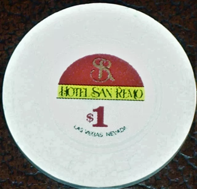 Old $1 HOTEL SAN REMO Casino Poker Chip Vintage Antique H/C Mold Las Vegas NV