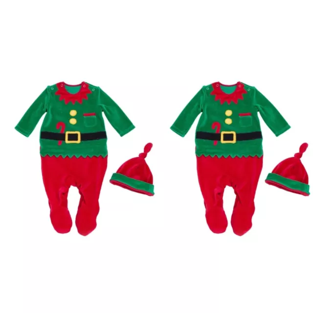 2 Pack Baby Elf Romper Costume Christmas Jumsuit Long Sleeve