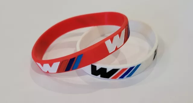 Lot De 2 Bracelets Silicone Logo Bmw Coloris Rouge Et Blanc ! Neuf !