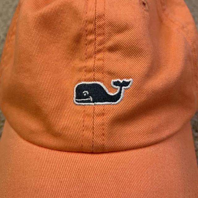 Vineyard Vines Hat Cap Mens Strapback Orange Blue Whale Logo Preppy Casual 2