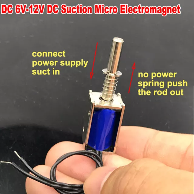 9V-12V DC Suction Micro Electromagnet Spring Push Pull Type Rod Solenoid Magnets