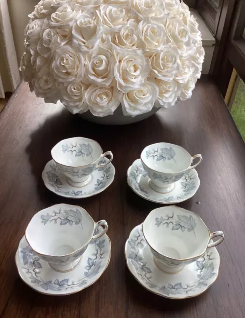 4 x Vintage Royal Albert Silver Maple Tea Cup and Saucer - READ