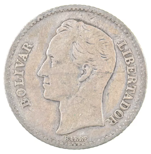 Roughly the Size of a Quarter 1936 Venezuela 1 Bolivar World Silver Coin *502