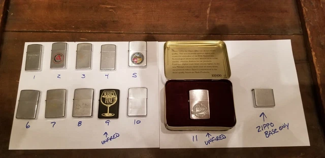 Vintage And Modern zippo LIGHTER Lot Of 11 , 2 Unfired ... Slim, Regular,  Brass