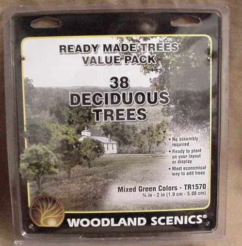 38 DECIDUOUS TREES Woodland Scenics Ready Made Model Railroad 3/4"-2" # TR1570