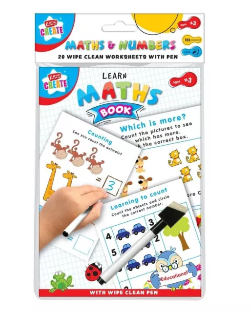 Childrens Learn Maths & Numbers Pre School Wipe Clean Activity Book & Pen