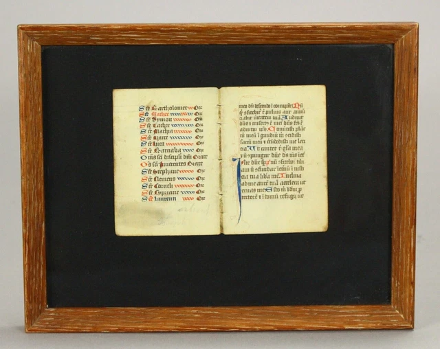 =c. XIVth C. Medieval Miniature Illuminated Manuscript Bifold (2 Pages) in Latin =c. XIVth C. Medieval Miniature Illuminated Manuscript Bifold (2 Pages) in Latin