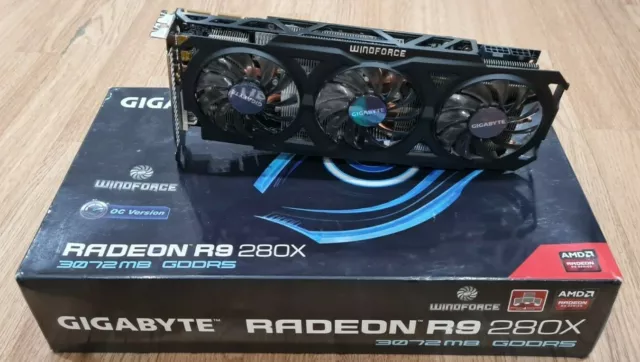 Boxed! Gigabyte AMD Radeon Windforce R9 280x 3gb GPU Graphics Video Game Card