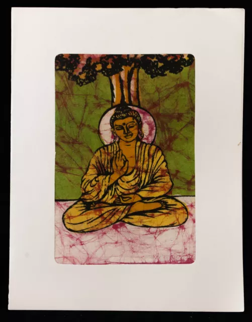 Batik Buddha India Tenture Handmade Craft Indian Card 4317 MIL10