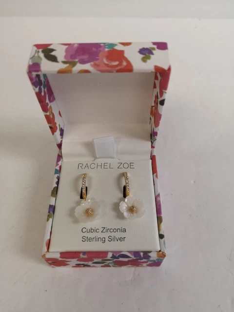 RACHEL ZOE STERLING Silver Cubic Zirconia Flower Pierced Earrings - Main Image