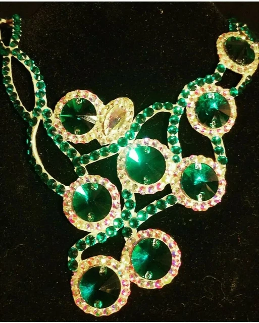 Ballroom Dance Jewelry Beautiful Necklace Blue Zircon and Crystal AB 
