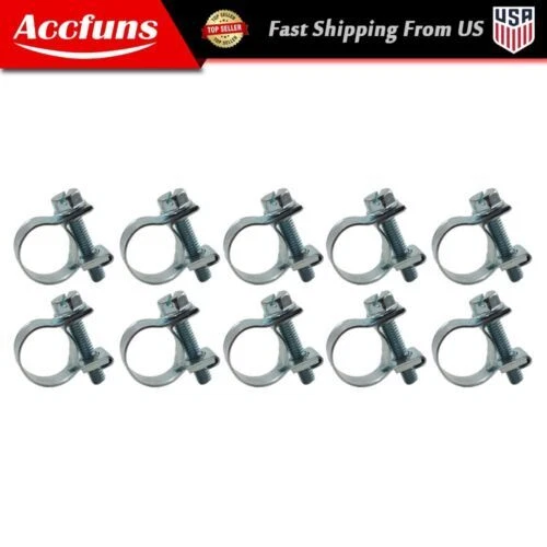 1/4"（11mm-13mm)10 Pcs Fuel Injection Gas Line Hose Clamps Clip Pipe