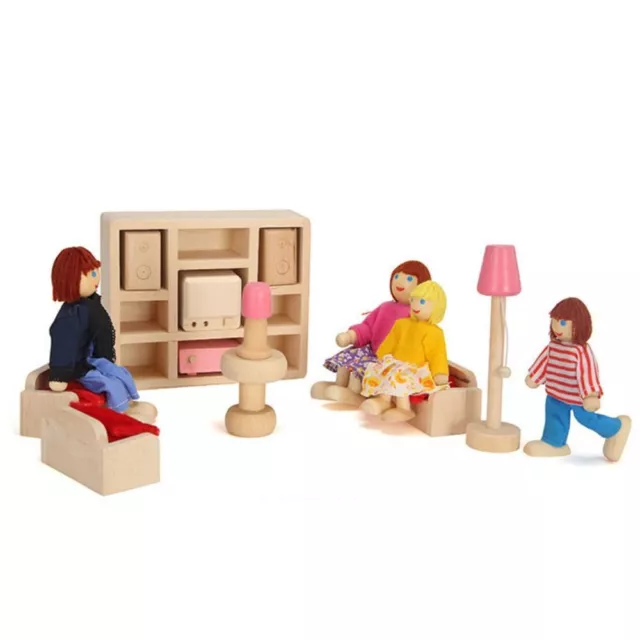 Playing House People Dolls Family Multicolor Wooden Doll  Dollhouse 3