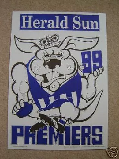 Original Weg Poster Kangaroos North Melbourne Premiers 1999 Afl Football Herald