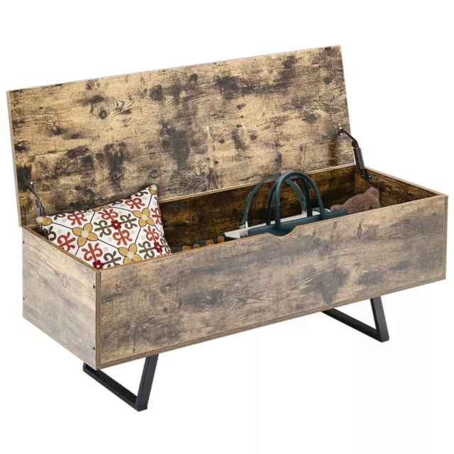 Storage Ottoman Wood Large Chest Toys Box Bedroom Blanket Bedding Trunk Bench UK