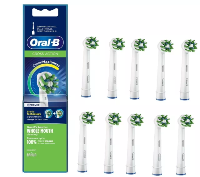 Paquete de 10 cabezales de cepillo de dientes eléctricos de acción cruzada para Braun Oral-B edición blanco