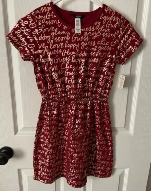 GUESS GIRLS PARTY DRESS maroon / gold SIZE 10 NWT