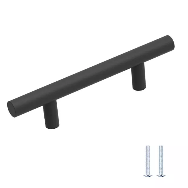 2X Black T Bar Kitchen Bathroom  Cabinet Drawer Door pull Handle 96-136mm