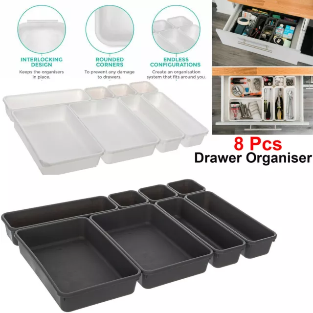 8 Pcs Storage Drawer Organiser Storage Box Tidy Socks Bra Tie Underwear Divider