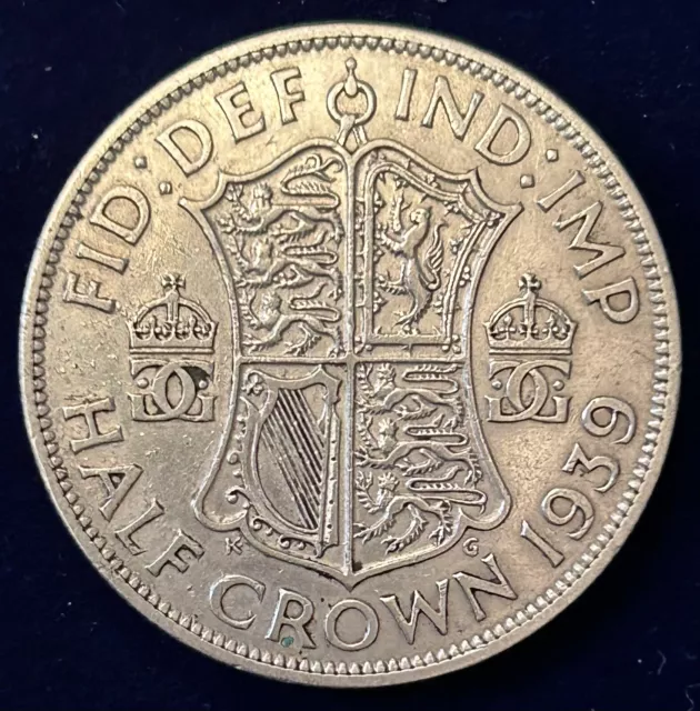 1939 Great Britain 1/2 Crown - Silver Coin - George VI - Half Crown. Lot # 3002.
