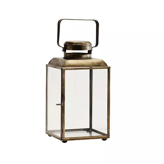 Lantern Candle Holder Gold Glass / Pillar With Handle 33 cm by Madam Stoltz
