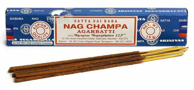 3 x 15g Packs of BLUE NAG CHAMPA Satya Sai Baba Incense Joss Sticks Meditation