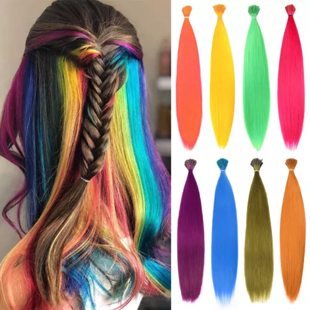 16" Plain Feather Hair Extensions- Festival- 10 Colours I-Tip+ FREE Micro Bead