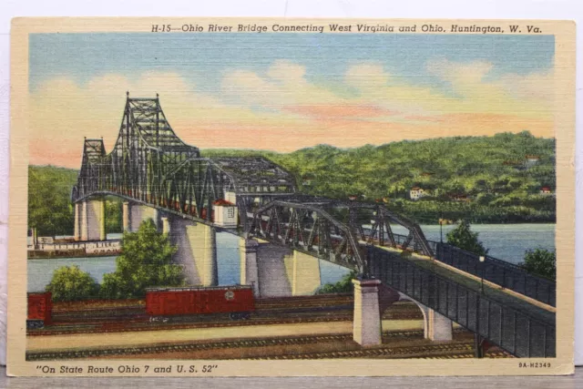 West Virginia WV Huntington Ohio River Bridge Postcard Old Vintage Card View PC