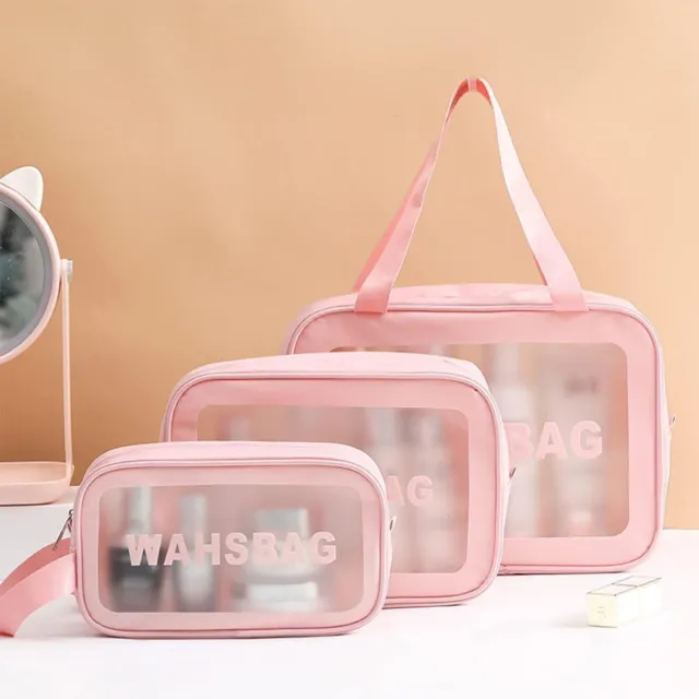 3x PVC Toiletry Bag Transparent Travel Cosmetic Make Up Bag Zipper Waterproof AU