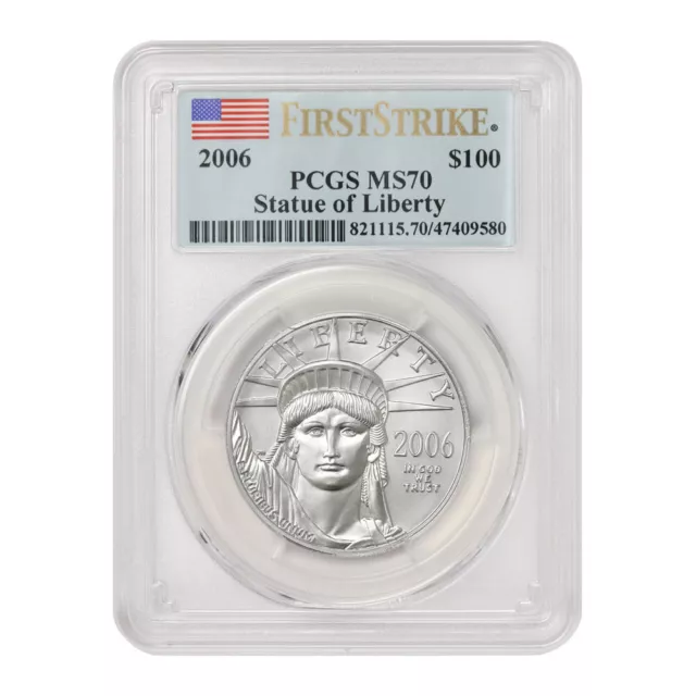 2006 $100 Platinum Eagle PCGS MS70 First Strike Flag Label 1 oz American Bullion