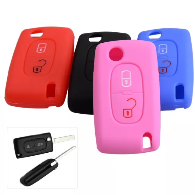 Silicone Key Cover Fob Case pour Peugeot 307 308 407 Citrone C2 C3 C4 C6 C8 rt