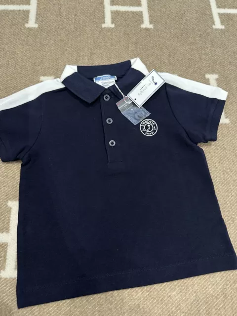 BNWT Jacadi Paris Baby Boys T-shirt Collar Polo Top Navy 24m RRP $75