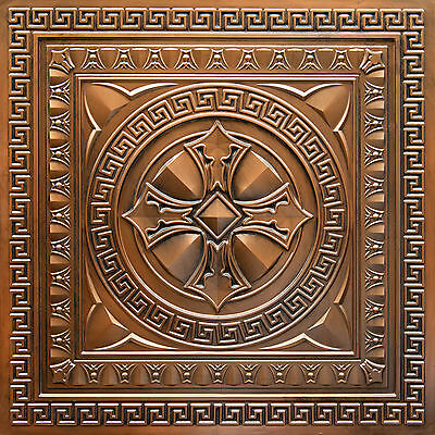 Faux Tin Decorative Ceiling Tile #TD01 Aged Copper. Sample tile 23 3/4"x 23 3/4"