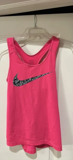 NIKE PRO DRI-FIT Womens Pink Racerback Tank Top S Sportswear Activewear Gym Wear