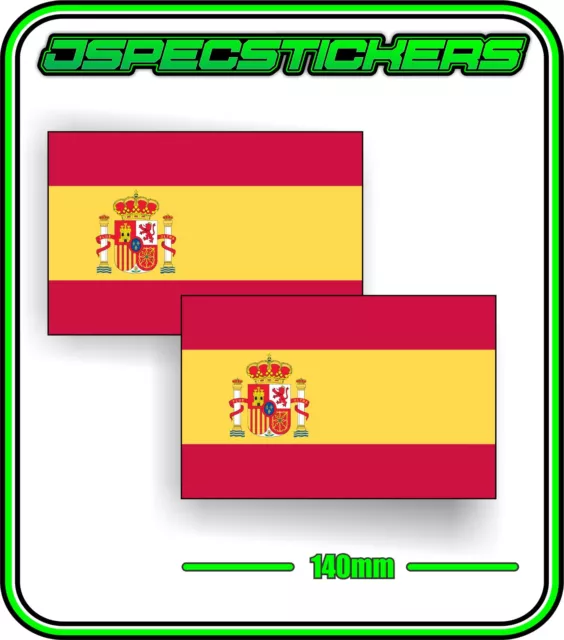 SPAIN SPANISH FLAG STICKER VINYL DECAL COUNTRY WINDOW BUMPER x2 140mm BNIP