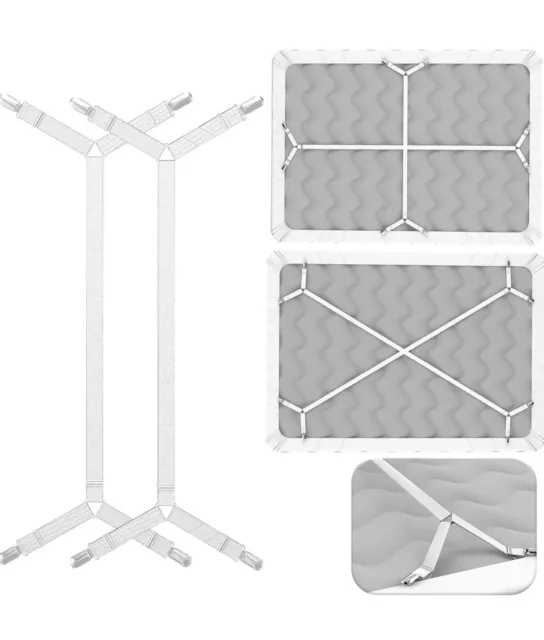 Bed Sheet Holder Fasten Straps Adjustable Suspenders Grippers Elastic Band（white