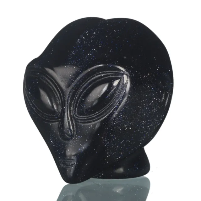 Arena de oro azul tallada a mano cráneo alienígena artesanías estrella coleccionable