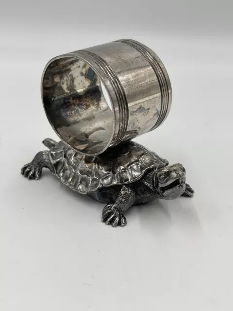 Rare Antique Pairpoint Figural Silver Plate Snapping Turtle Napkin Ring, C.1890