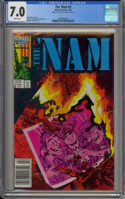 The Nam #3 - Cgc 7.0 - Marvel Comics - Michael Golden Cover